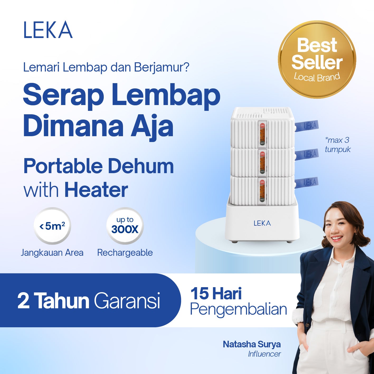 LEKA DH6218 Portable Dehumidifier