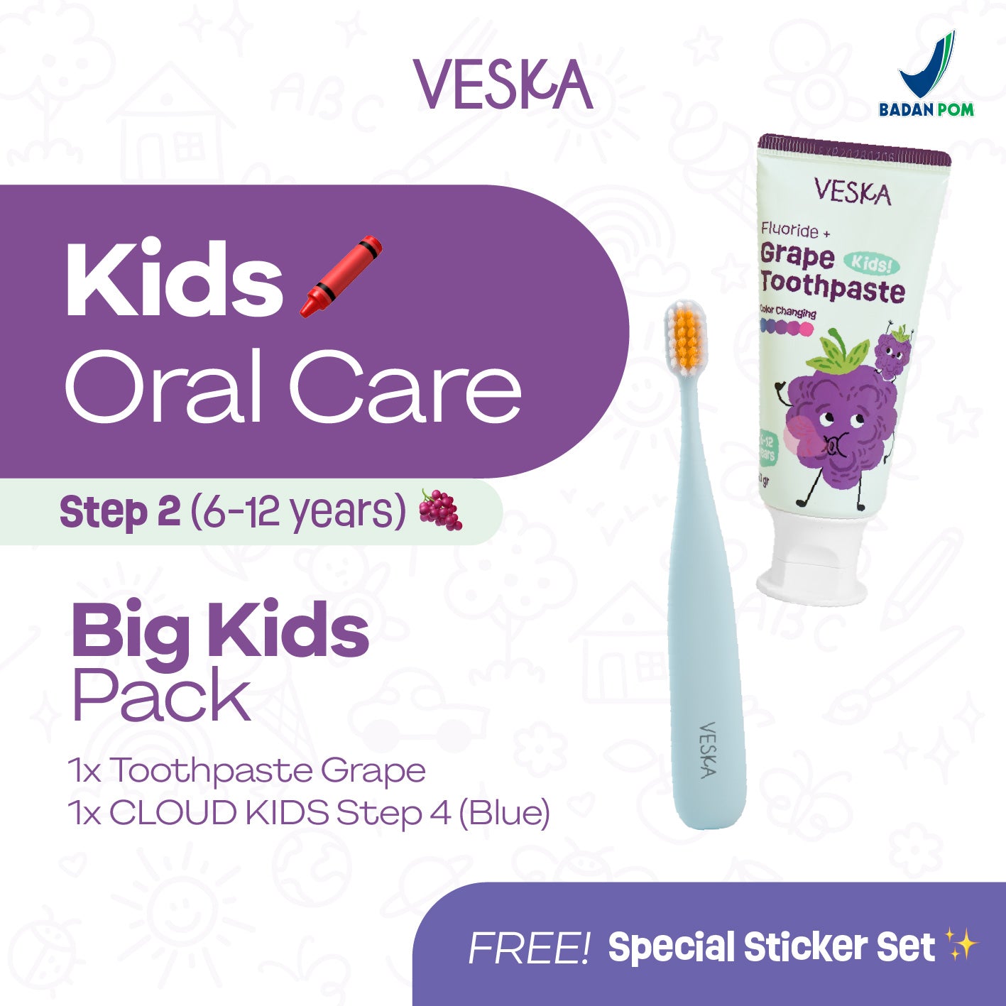 Veska by LEKA Smile Booster Kids Toothpaste Grape (6-12 Years)