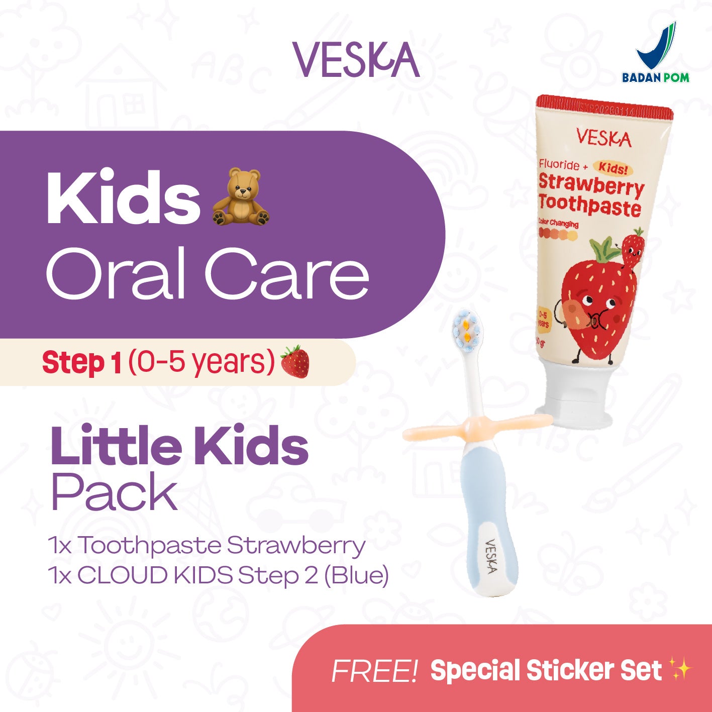 Veska by LEKA Smile Booster Kids Toothpaste Strawberry (0-5 Years)