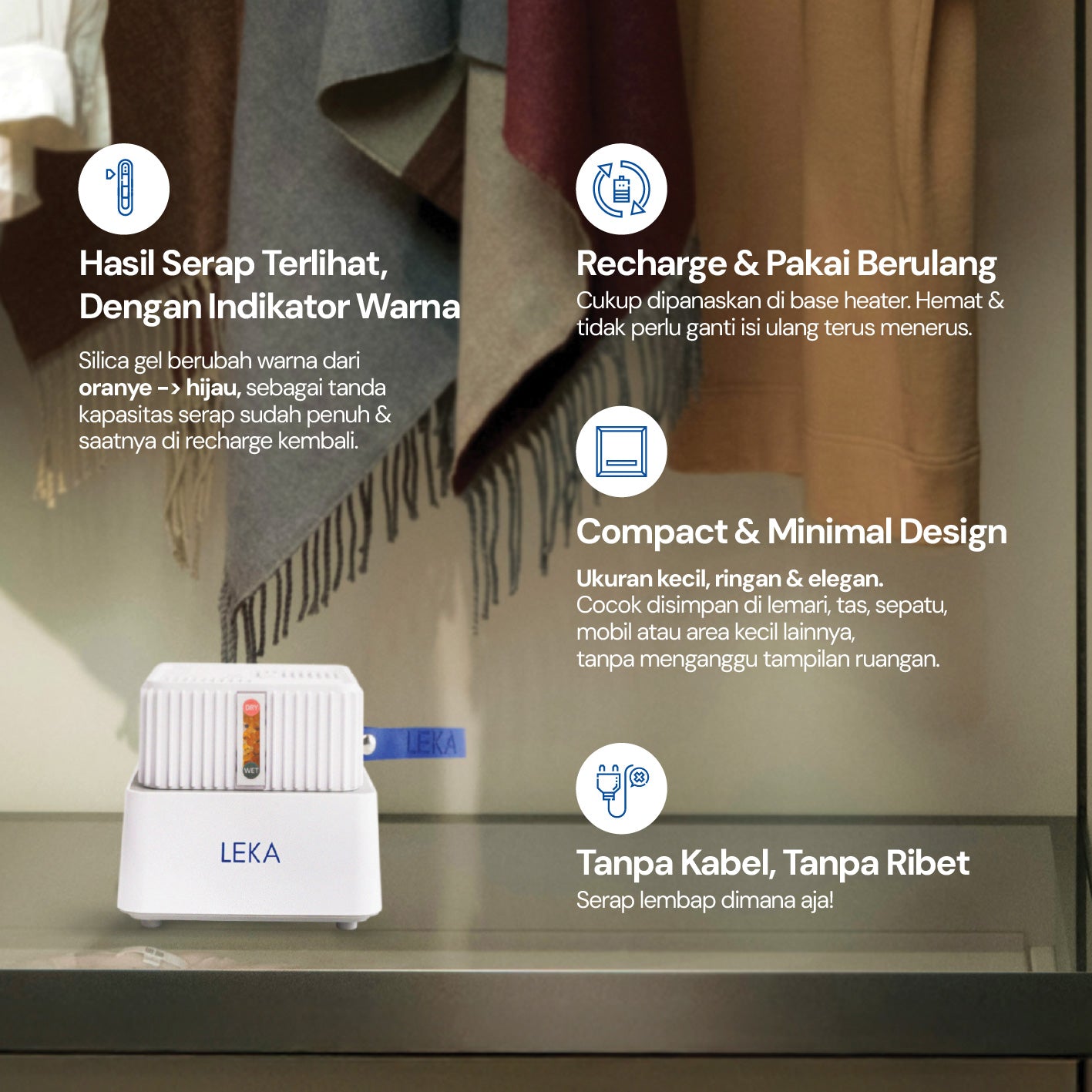 LEKA DH6218 Portable Dehumidifier