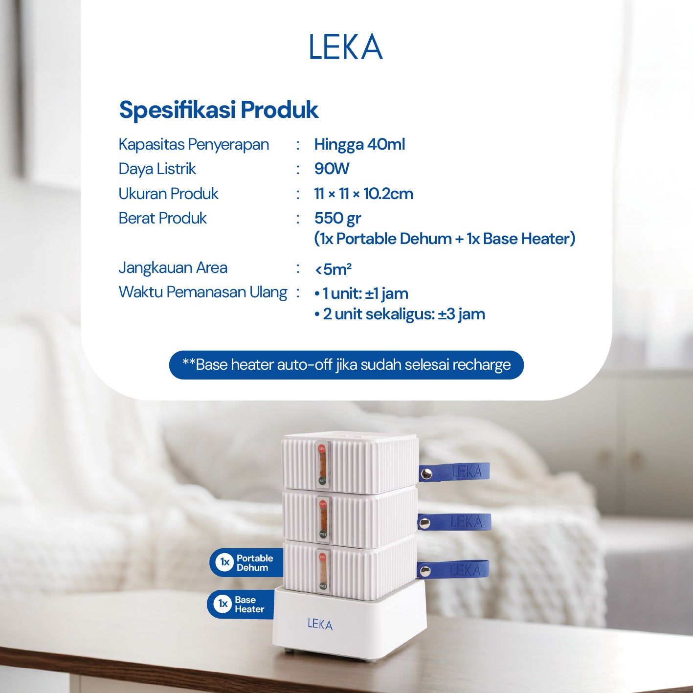 LEKA DH6218 Portable Dehumidifier