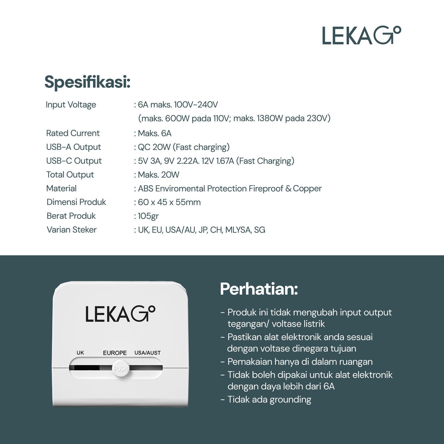 LEKA Go! Travel Adaptor