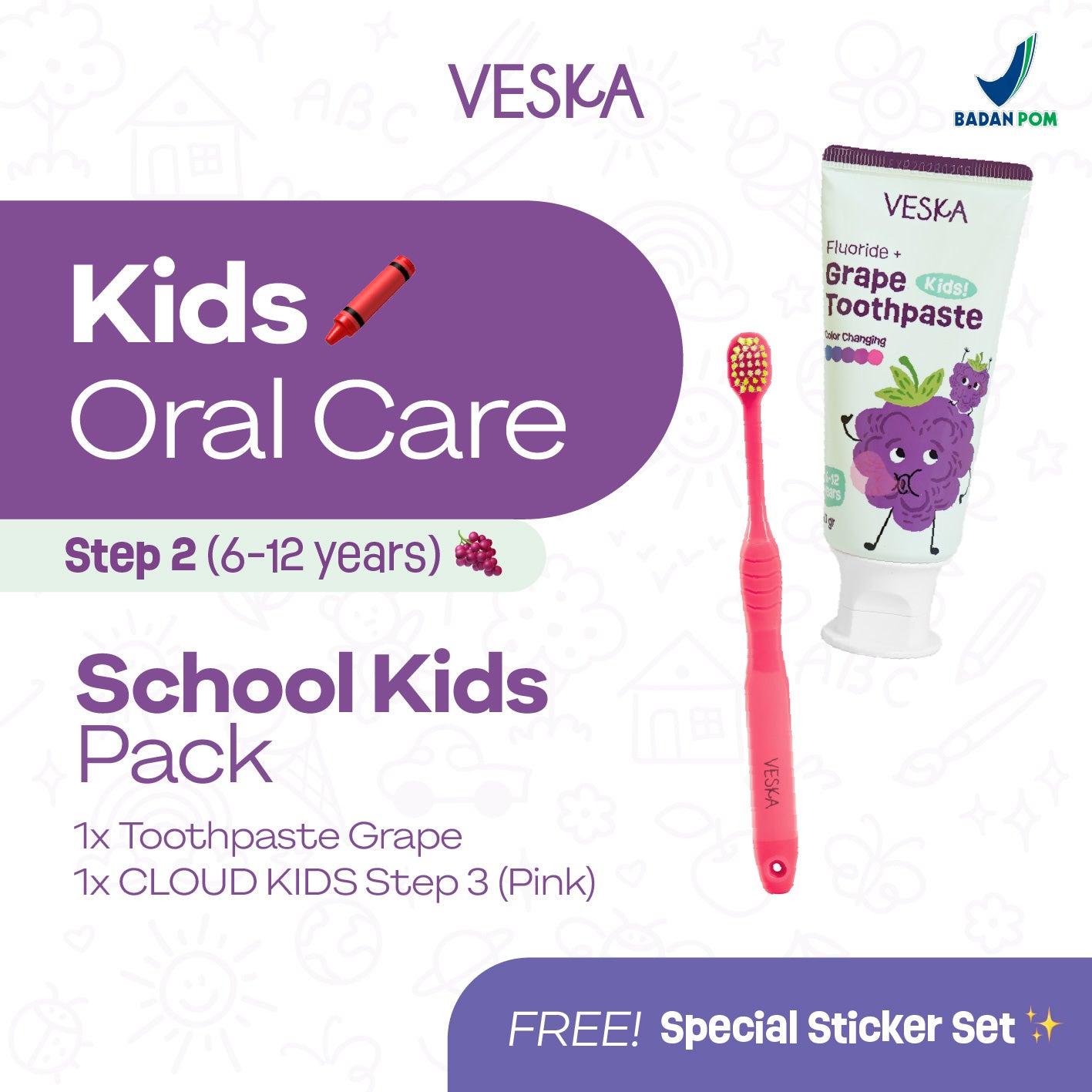 Veska by LEKA Smile Booster Kids Toothpaste Grape (6-12 Years)