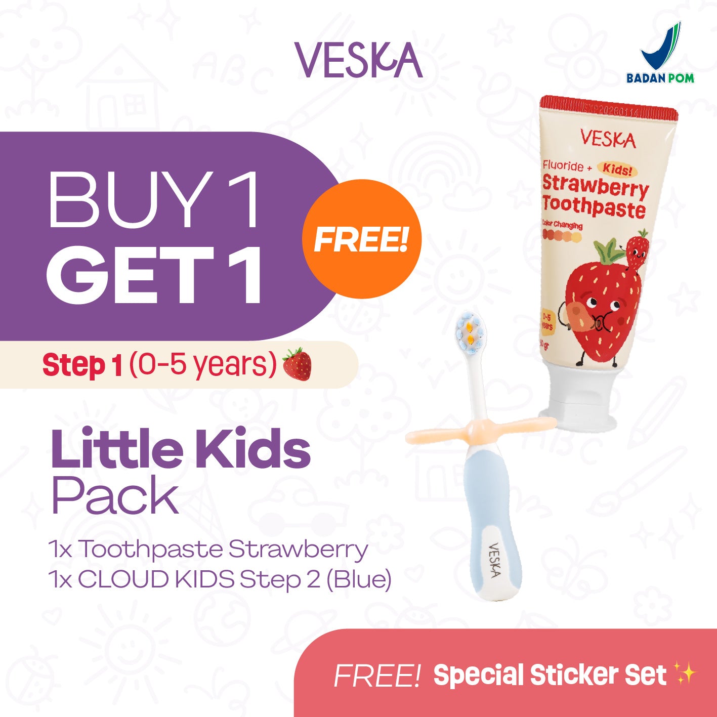 Veska by LEKA Smile Booster Kids Toothpaste Strawberry (0-5 Years)
