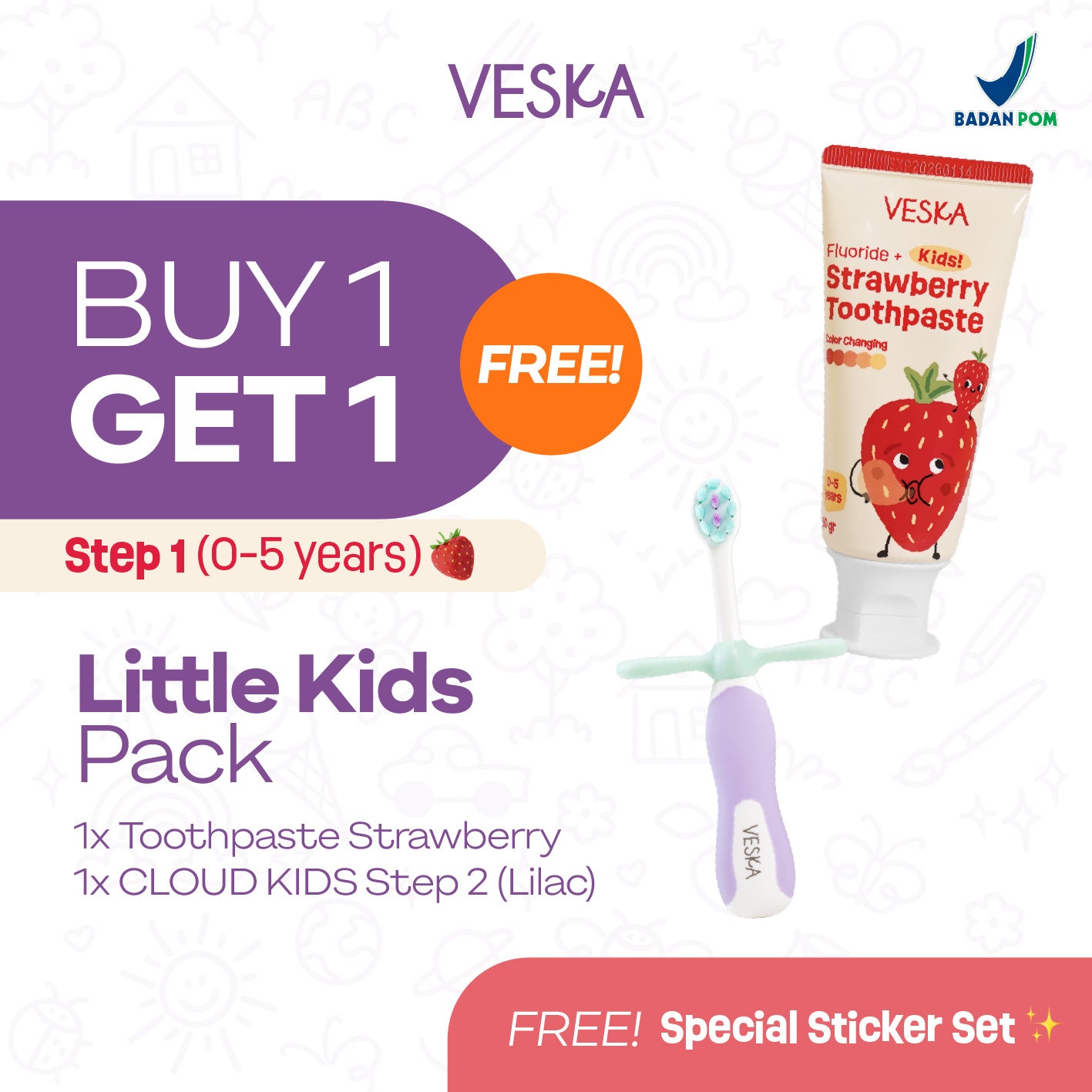 Veska by LEKA Smile Booster Kids Toothpaste Strawberry (0-5 Years)