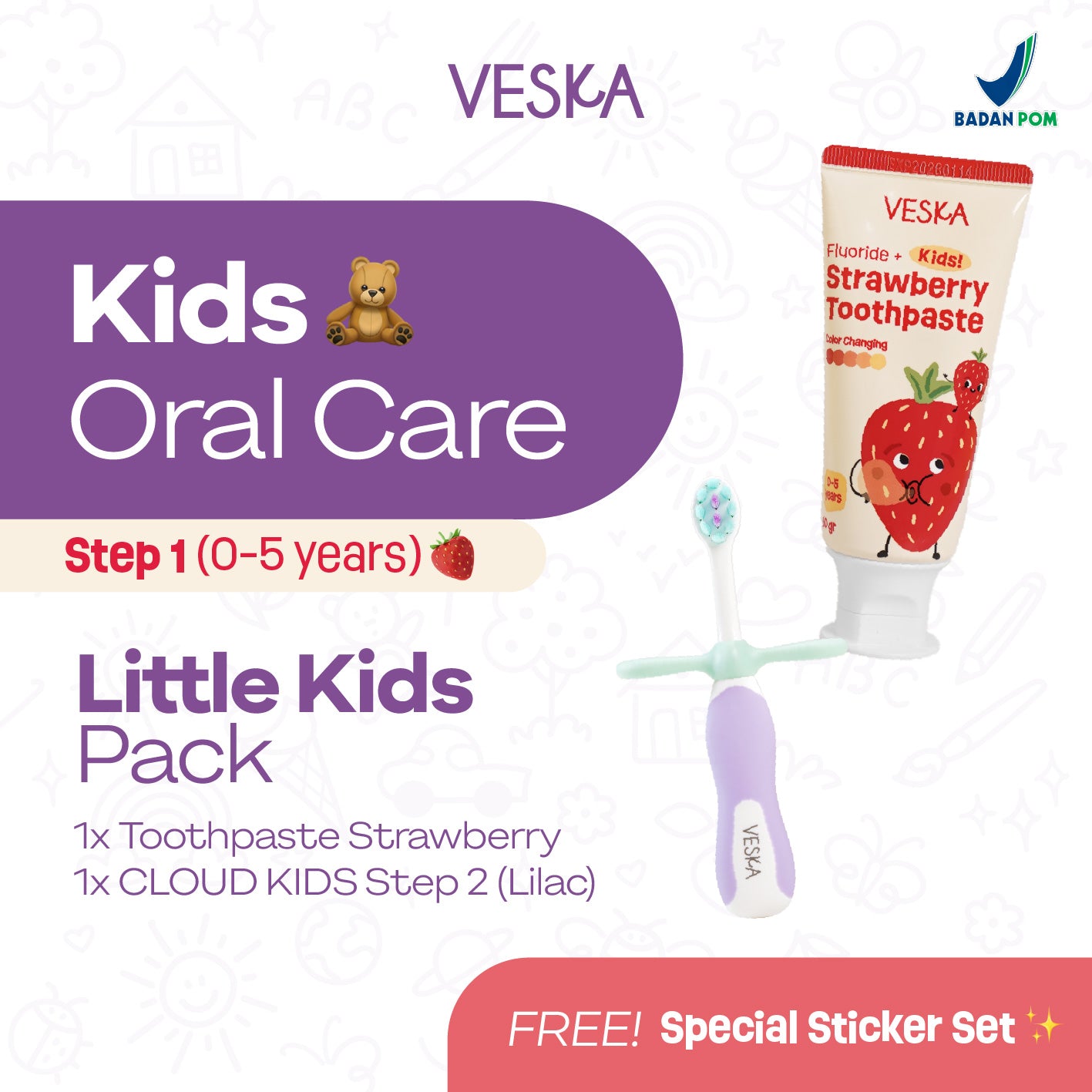 Veska by LEKA Smile Booster Kids Toothpaste Strawberry (0-5 Years)