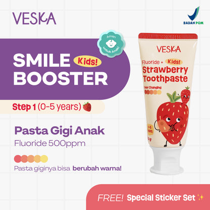 Veska by LEKA Smile Booster Kids Toothpaste Strawberry (0-5 Years)